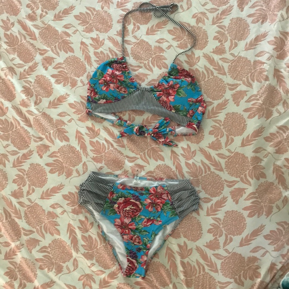 Floral and Stripe Bikini